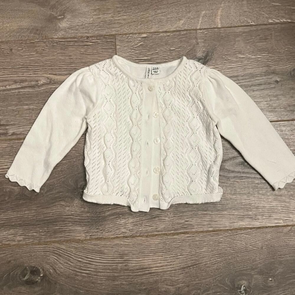 Janie and Jack Baby Girl Ivory Cable Knit Cardigan Sweater 12-18M